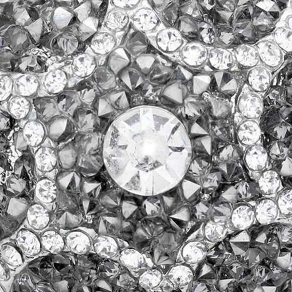 Rhinestone Crystal Cluster Silver Stretch Ring - Picture 3 of 7